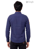 Men's navy cotton shirt from Singh with stylish design, featuring Singh RAJUTANA SHIRTS (MENS) F-23