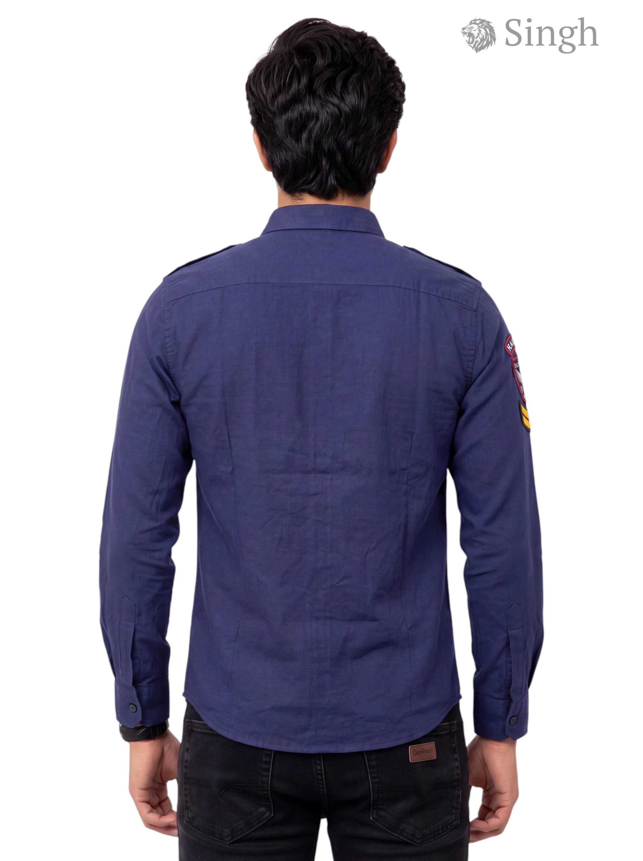 Men's navy cotton shirt from Singh with stylish design, featuring Singh RAJUTANA SHIRTS (MENS) F-23