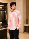 SINGH red and white striped shirt FG06620-9 45 degree fit view