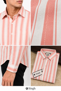 SINGH red striped shirt FG06620-9 collar fabric cuff and folded details
