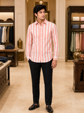 SINGH red and white striped men's shirt FG06620-9 full front lifestyle view