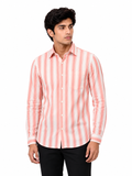 SINGH red and white striped full sleeve men's shirt FG06620-9 front view