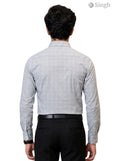 Men's grey patterned shirt from SINGH in cotton, back view showcasing the stylish design - SINGH SHIRT(MENS)-1505-8-L