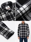 Men's black plaid flannel Singh Shirt (Mens)-5029-3 shown from multiple angles with close-up details.