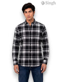 Men's black and white checkered Singh Shirt (Mens)-5029-3 in a front view with a relaxed fit