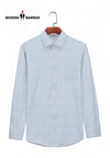 Light blue striped formal shirt for men by Modern Marwar with long sleeves and collar