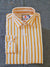 Modern Marwar striped men's dress shirt in yellow and white with buttoned cuffs and a classic collar
