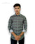 Modern Marwar striped men's shirt in gray and green with a classic collar for casual wear