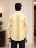 SINGH yellow striped men's shirt back view