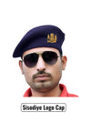 Default navy beret cap worn at an angle with Sisodiye Logo & Beret Cap for Regal Style