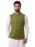 Mens Koti in Green with Decorative Fabric Front View - SPAADAA KOTI-FF-1