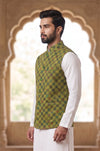 Mens Koti in Green with Cotton Fabric, Side View of SPAADAA KOTI-FF-1