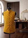 MENS KOTI in yellow fabric with floral pattern displayed on a mannequin, SPAADAA KOTI-FF-1