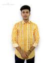 Striped men's shirt in orange and white with a button-up style from Modern Marwar