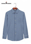 Modern Marwar Tommy checkered shirt in blue and white with long sleeves and button-down collar