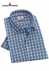 Modern Marwar Tommy checkered shirt in blue and red with a classic collar and buttons