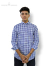 Modern Marwar Tommy checkered shirt in blue and white with button-down collar for casual style