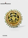 Elegant gold and pearl traditional brooch for men featuring intricate lion motifs