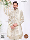 Elegant traditional Indian groom outfit by Modern Marwar featuring intricate gold embroidery