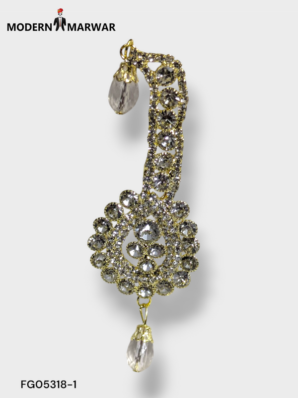 Elegant Modern Marwar traditional men's jewelry earring adorned with colorful crystals and drops