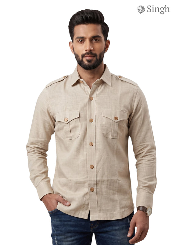 Singh Linen Jio 2P PAN-13-5019-3 Hunting Shirt - Regal Style