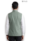 M Hunting Shirt in green velvet fabric from back angle featuring VELVET KOTI-20-5023-6
