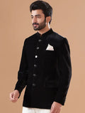 Elegant M Jodhpuri Suit by Modern Marwar, featuring a stylish velvet coat suit for weddings