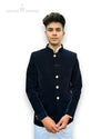 Men's Jodhpuri Suit from Modern Marwar, a stylish velvet coat suit for weddings in navy blue