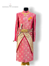 Traditional modern Marwar Pink Sherwani with intricate designs and ornate belt for festive occasions