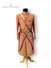 Elegant modern wedding sherwani with accessories, featuring intricate embroidery and decorative elements