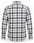 White and dark checked textured shirt – back view