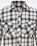 White and dark checked textured shirt – detail view