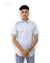 White printed shirt for men by Singh featuring short sleeves and a button-down collar